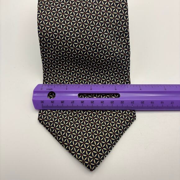 Brooks Brothers Makers All Silk Navy White Red Geometric Floral Star Tie Necktie - Picture 2 of 3